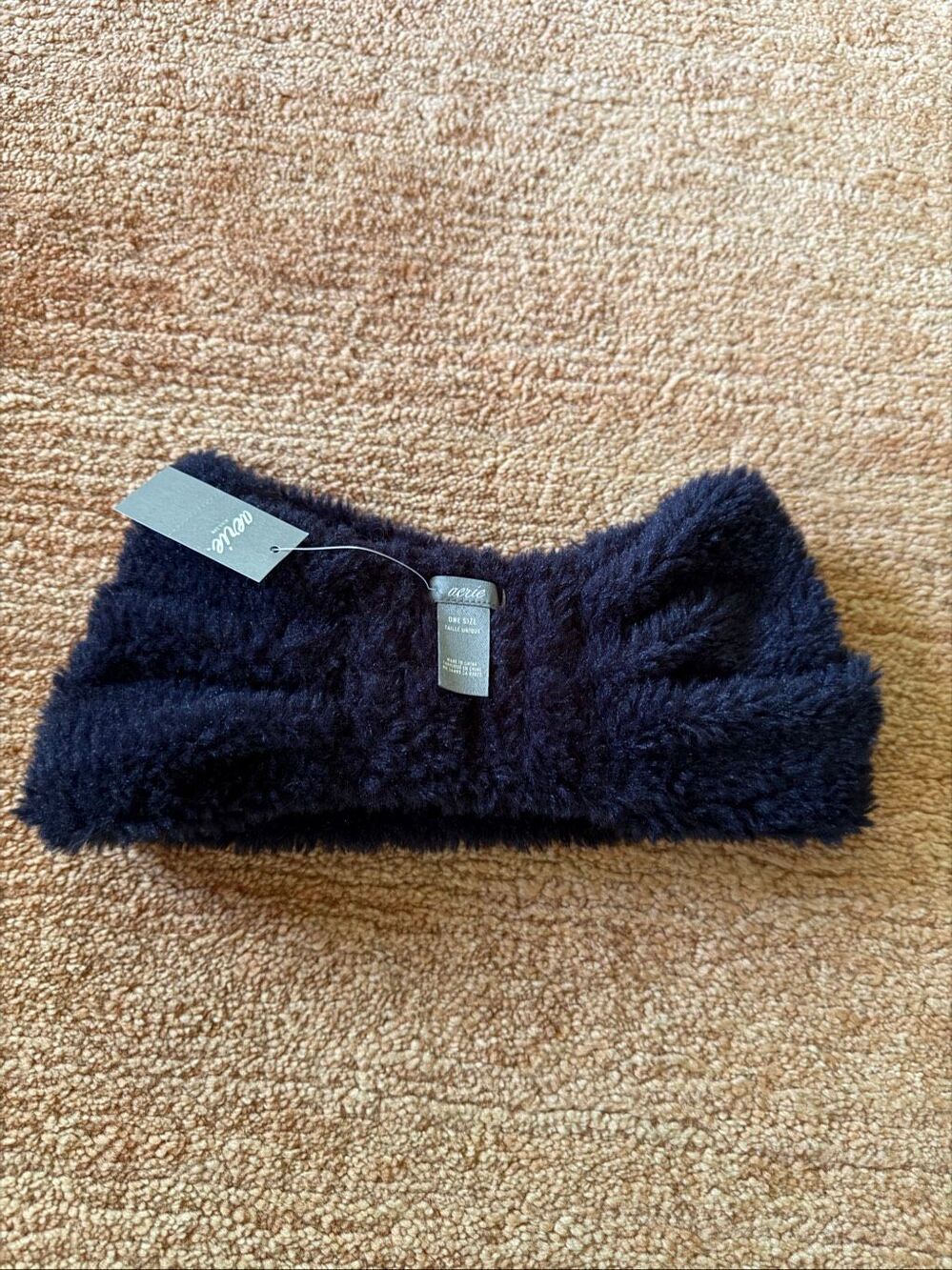 Aerie Plush Fuzzy Twist Headband One Size Navy Blue NWT